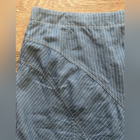 City Blues by Koret blue Jean denim striped midi skirt with back slit SZ 14P - Picture 2 of 5